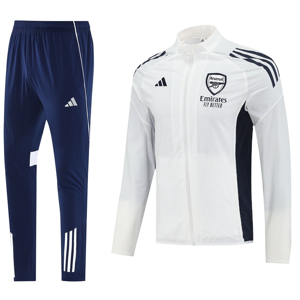 25/26 Arsenal White S-2XL Half Zipper Jacket+Long Pants