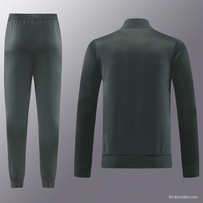 25/26 Manchester United 08 Dark Gray Half Zipper Jacket+Long Pants S-2XL