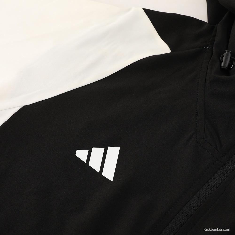 2025 Adidas Black White Half Zipper Jacket+Long Pants S-2XL