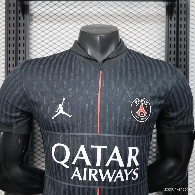 25/26 Player Version  Paris Saint-Germain Away Dark Grey with Vertical Stripe Pattern Jersey