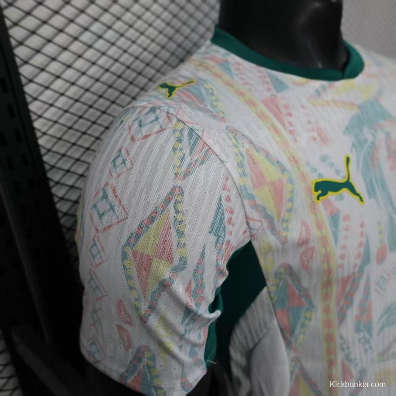 25/26 Player Version  Senegal Away White with African Traditional Pattern Jersey