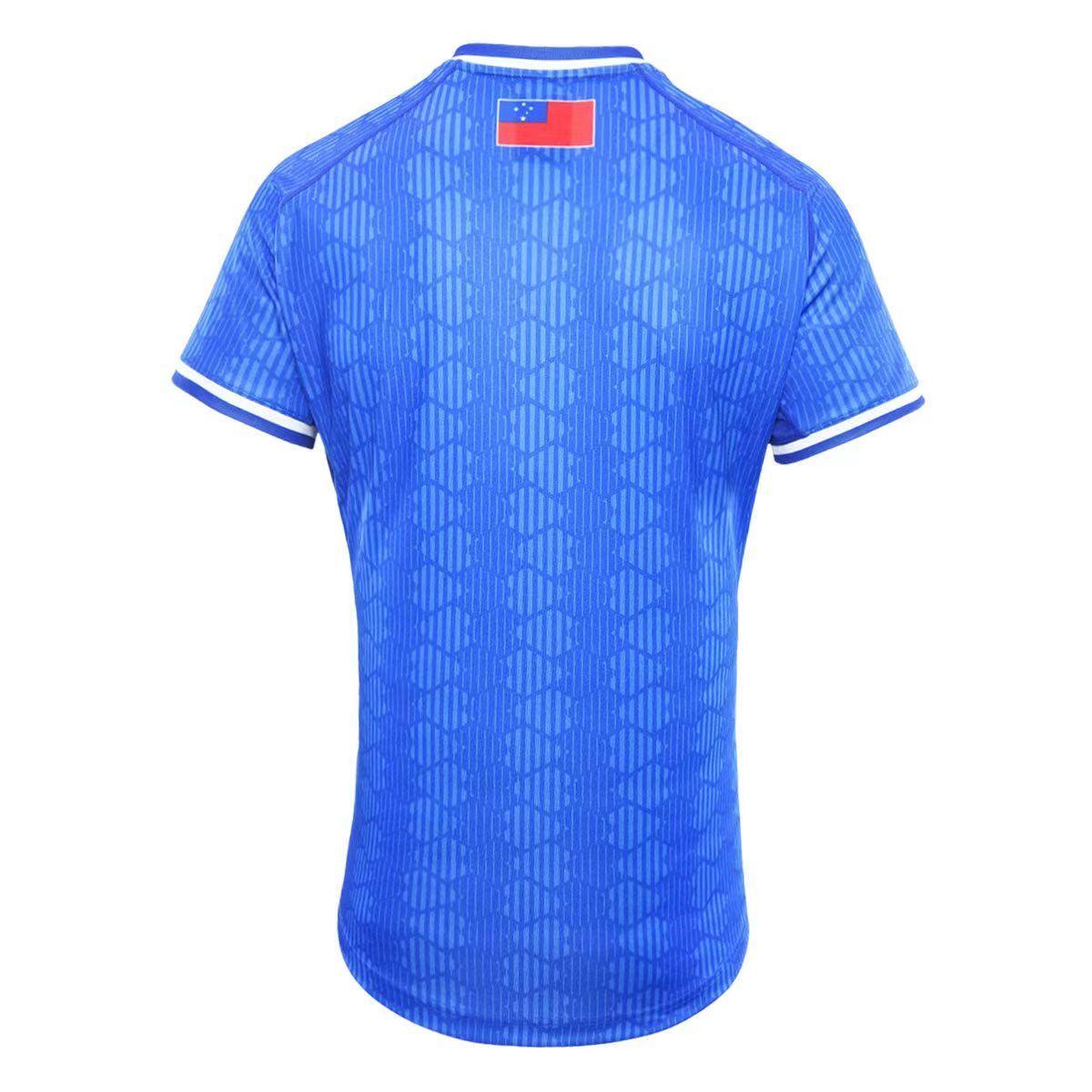 2026 Samoa Rugby League Blue with Traditional Polynesian Pattern Jersey