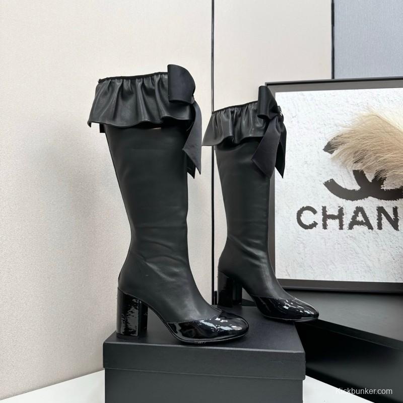 Chanel 2025 SS Bow Detail Block Heel Boots - L Y00600