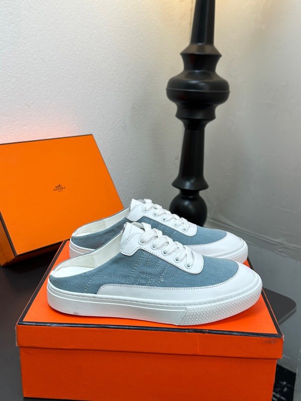 Hermès Deep Series Couple's White Sneakers Casual Skate Shoes - AS00320
