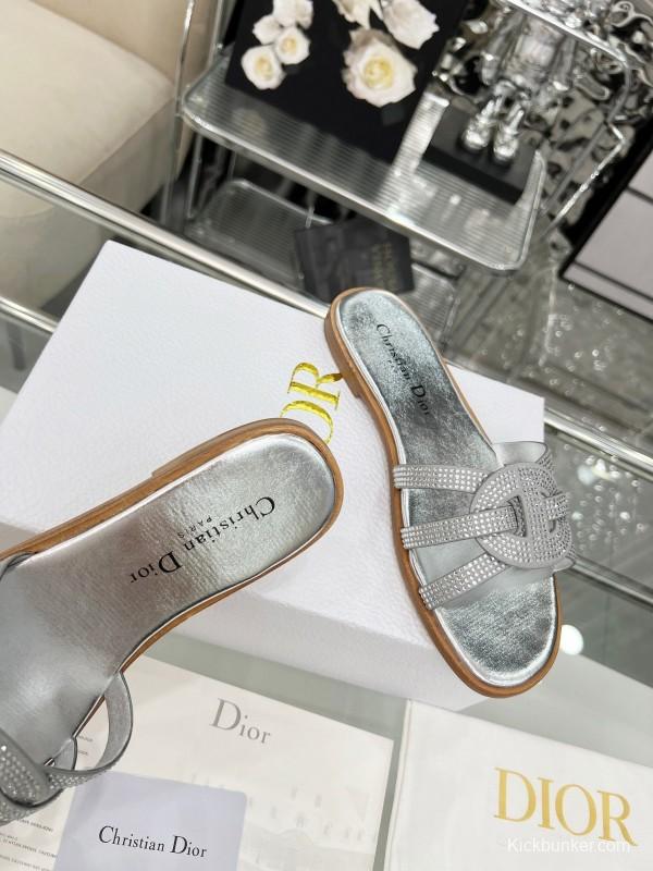 Dior D-Lane Sandals Hollow-out Monogram Flat Slides - LY00220/LY00260