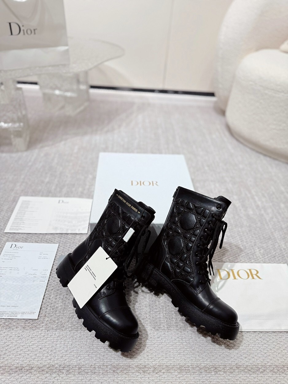 DIOR CHRONO Embroidered Motorcycle Ankle Boots - LY00390