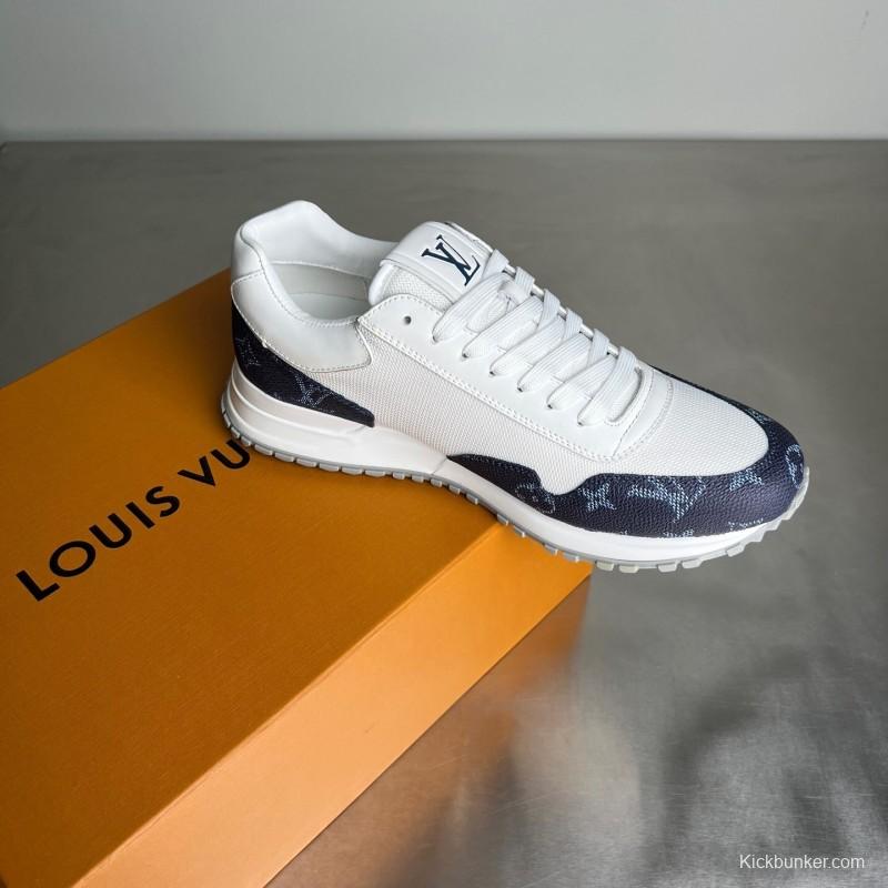 Lv Run Away Leather Round Toe Lace-Up Low Top Casual Shoes Men's - YC