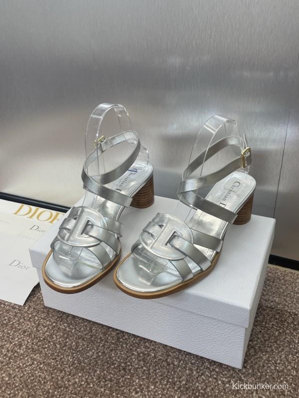 Dior D-Club Jelly Color Hollow Layered Cross Strap Mid Heel Women Shoes - KFY00290