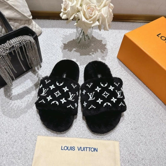 Lv 2025/ss Wool Lazy Slippers - LY00240