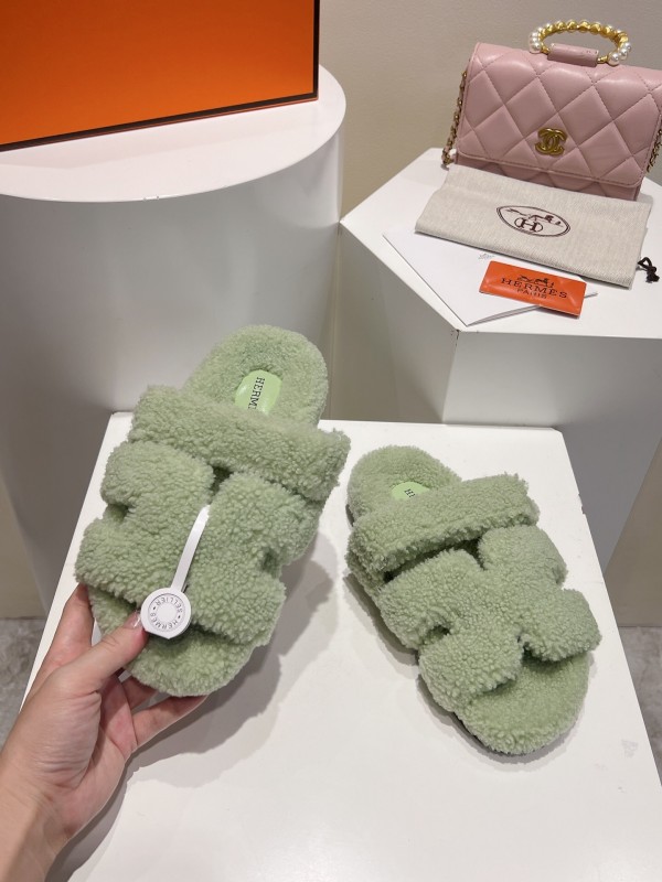 H Love Uncle Full Fur Slippers with Granular Fur Texture - LY00300