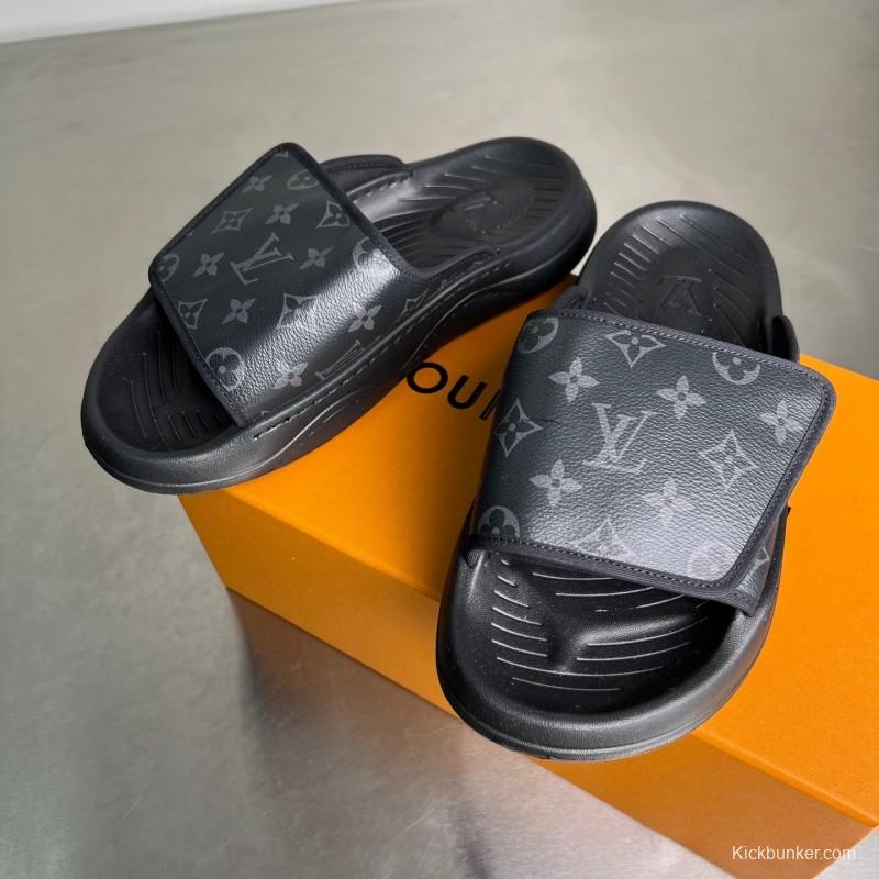 Louis Vuitton Miami Mule Slip-On Sandals with Hook-and-Loop Fastener - YC