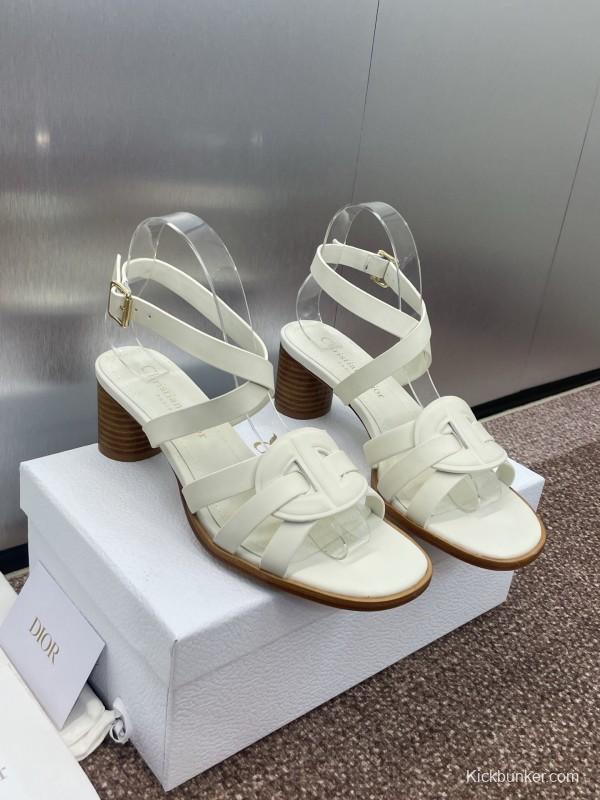 Dior D-Club Jelly Color Hollow Layered Cross Strap Mid Heel Women Shoes - KFY00290