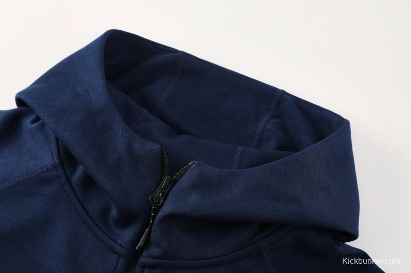 25/26 Barcelona 01 Royal Blue Hoodie Full Zipper Jacket+Long Pants