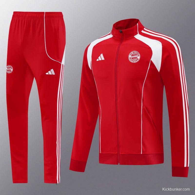 25/26 Bayern Munich Red Full Zipper Jacket+Long Pants