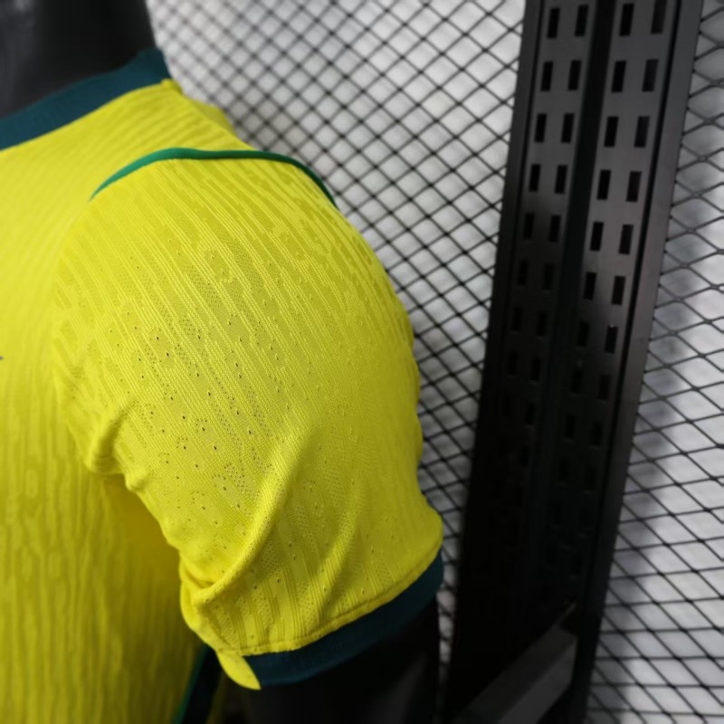 Player Version 2026 Brazil Home Yellow with Vertical Stripe Pattern Jersey