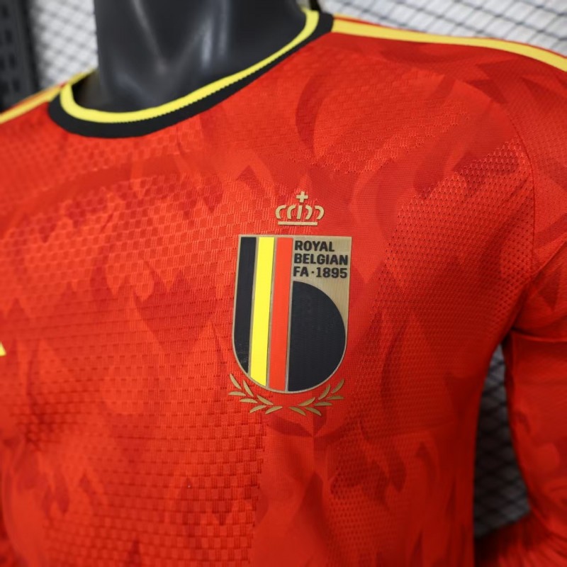 Player Version 2026 Belgium Home Red Long Sleeve Jersey