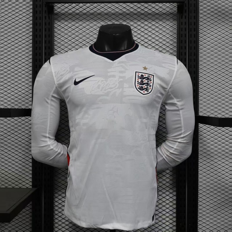 25/26 Player Version  England Home Long Sleeve Jersey