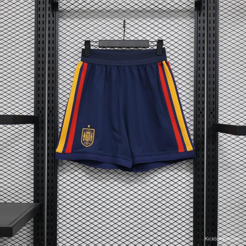 2026 Player Version Spain Navy Blue with Red Yellow Stripes Shorts