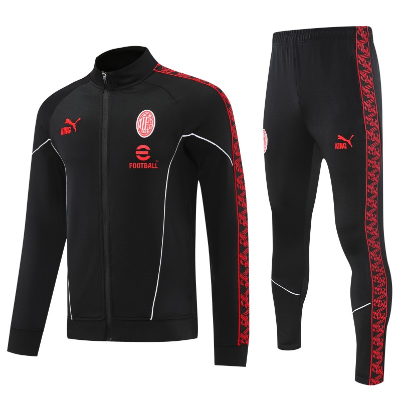25/26 AC Milan Black Full Zipper Jacket Tracksuit + Long Pants