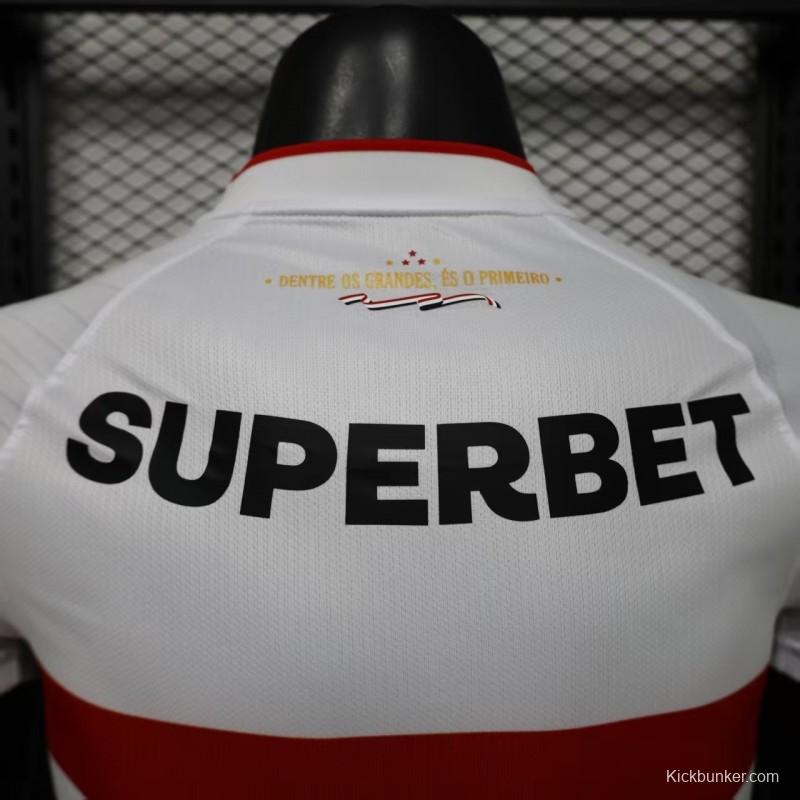 Player Version 26/27  São Paulo FC White with Red and Black Horizontal Stripes Jersey