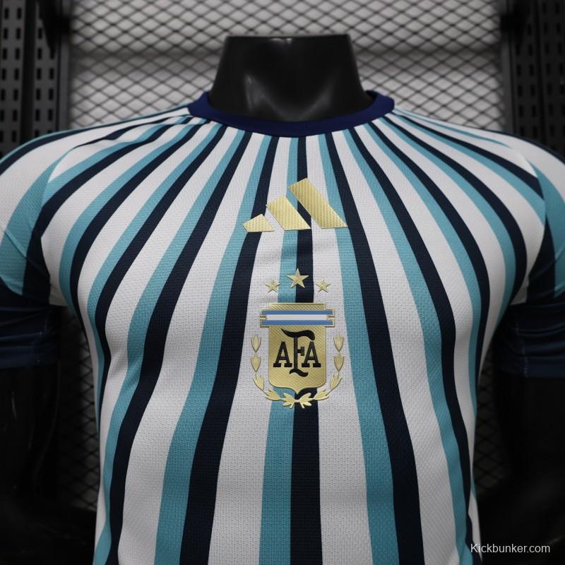 Player Version 2026 Argentina White Light Blue Dark Blue Radial Stripe Special Edition Jersey