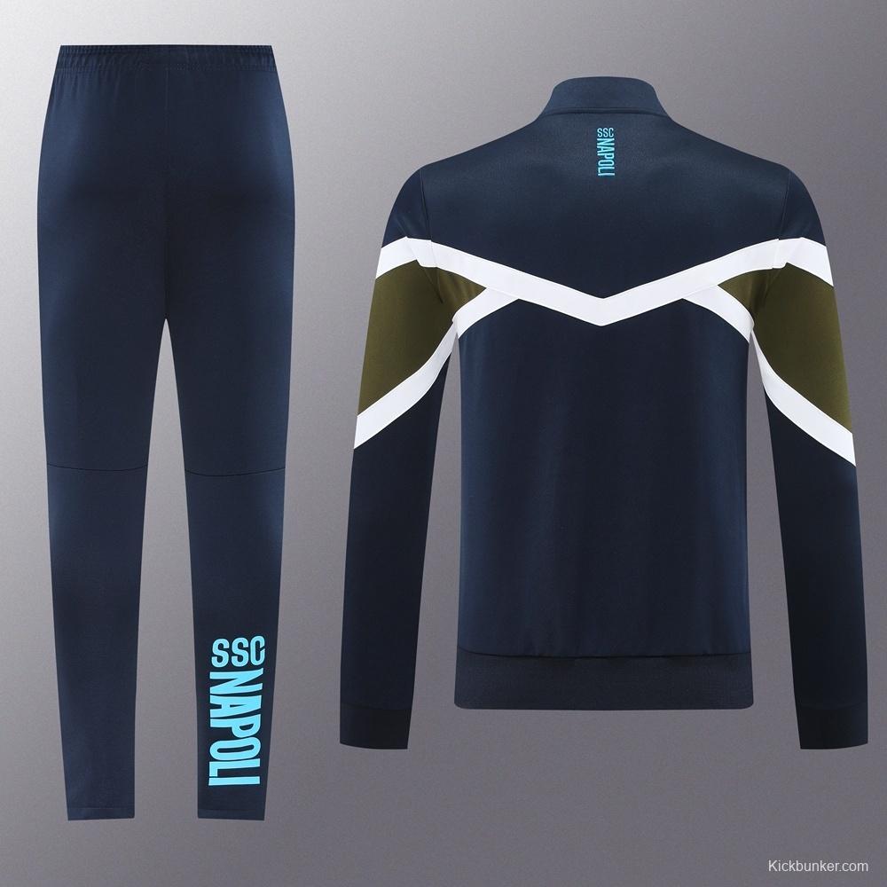 26/27 Napoli Navy Blue  Full Zipper Jacket Tracksuit + Long Pants