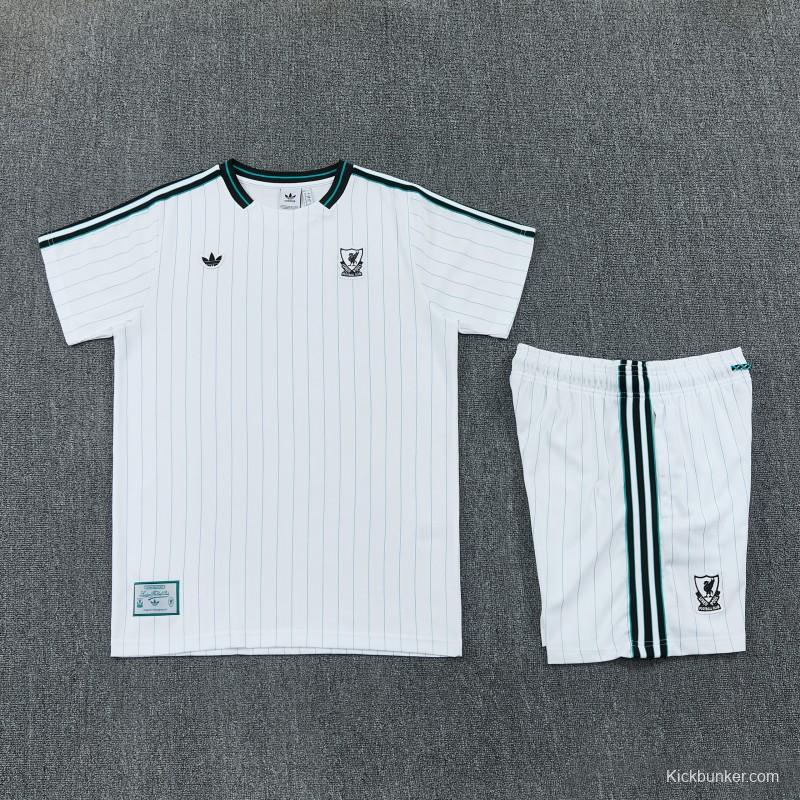 26/27  Liverpool White Short Sleeve+Soccer Shorts