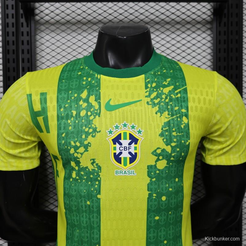 Player Version 2026 Brazil Yellow & Green Vertical Stripe Special Edition Jersey