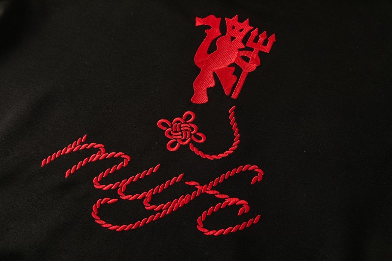 26/27 Manchester United Black Pullover Hooded Tracksuit + Long Pants