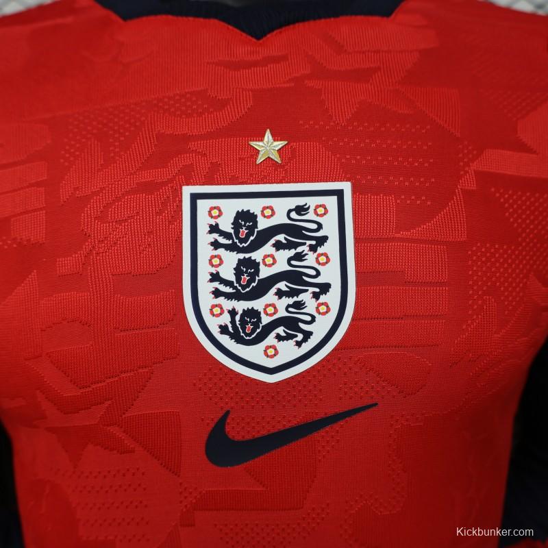 Player Version 26/27 England Away Red Long Sleeve Jersey