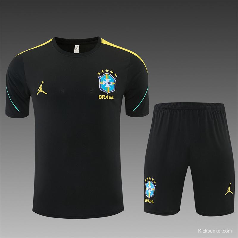 2026 Brazil Black & Yellow Short Sleeve+Soccer Shorts