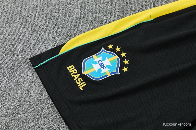 2026 Brazil Black & Yellow Short Sleeve+Soccer Shorts