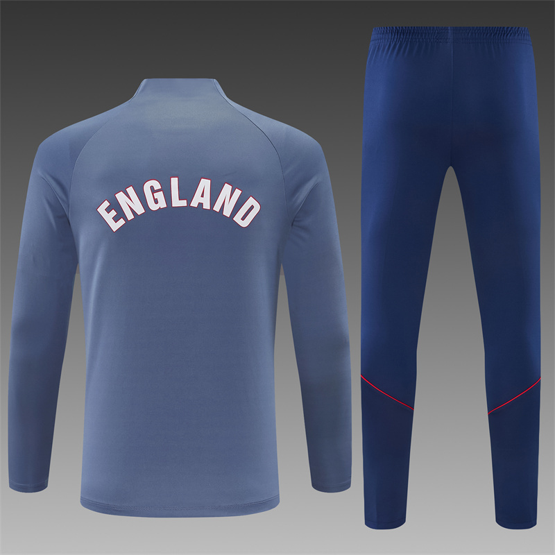 2026 England Grey Half Zipper Jacket Tracksuit + Navy  Blue Long Pants (Nike)