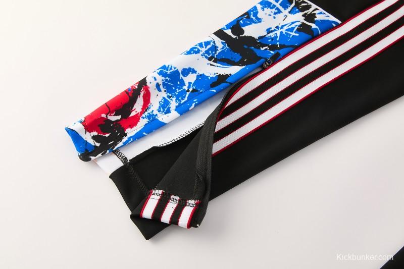 2026/27 Manchester United Black Grunge Splatter Paint Full Zipper Jacket Tracksuit + Long Pants