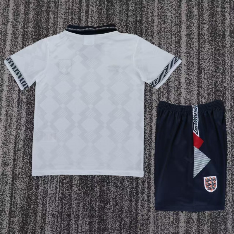 Retro 1990/92 Kids England White Home Jersey