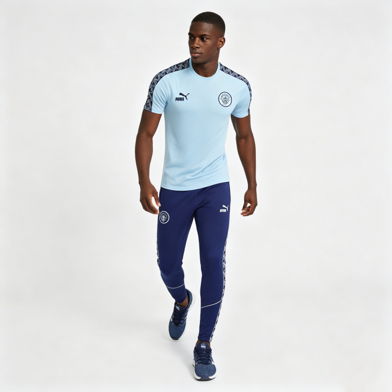 26/27 Manchester City Sky Blue Short Sleeve Tracksuit  + Long Pants (Puma King / Home)