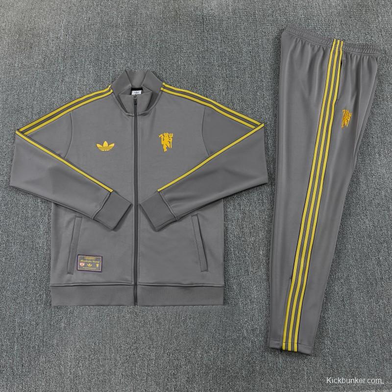 26/27 Manchester United Dark Gray Full Zipper Jacket+Long Pants