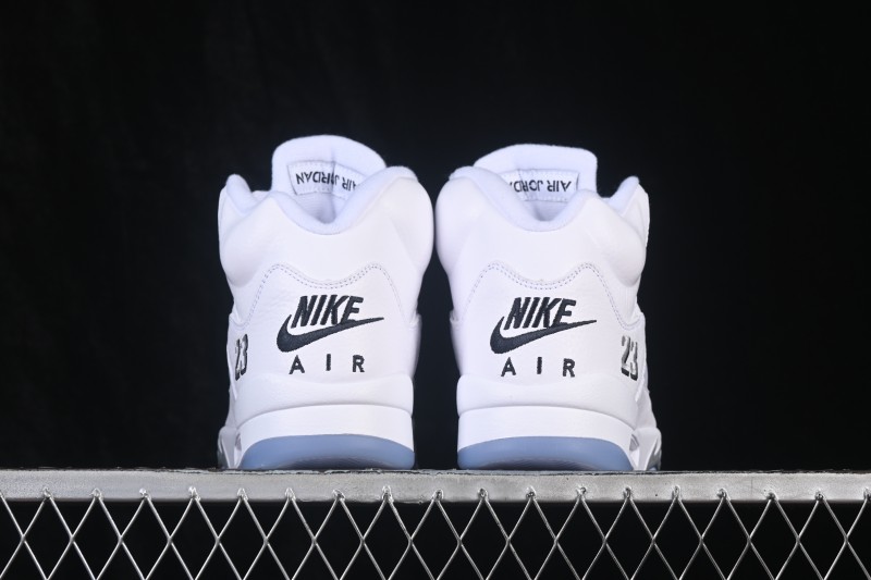 Nike Air Jordan 5 Retro "White Metallic" Men's Basketball Shoes with Premium Leather Upper - HQ7978-103