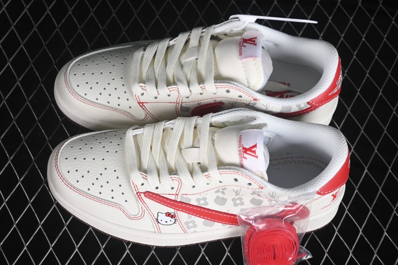 Nike Travis Scott x Fragment Design x Air Jordan 1 Low OG SP Skateboarding Shoes with Reverse Swoosh Design - HF0591-001