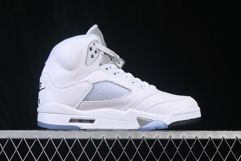 Nike Air Jordan 5 Retro "White Metallic" Men's Basketball Shoes with Premium Leather Upper - HQ7978-103