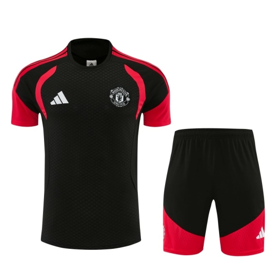 26/27 Manchester United Black &Red Short Sleeve+Soccer Shorts