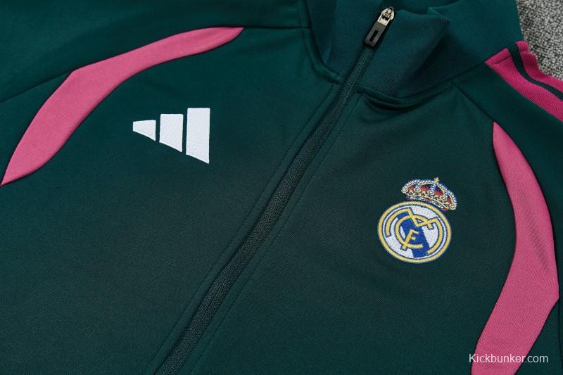 26/27 Real Madrid Dark Green Full Zipper Jacket Tracksuit + Long Pants