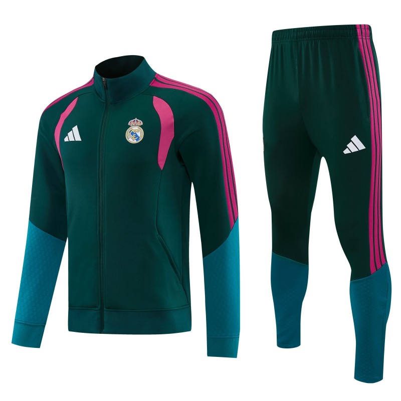 26/27 Real Madrid Dark Green Full Zipper Jacket Tracksuit + Long Pants