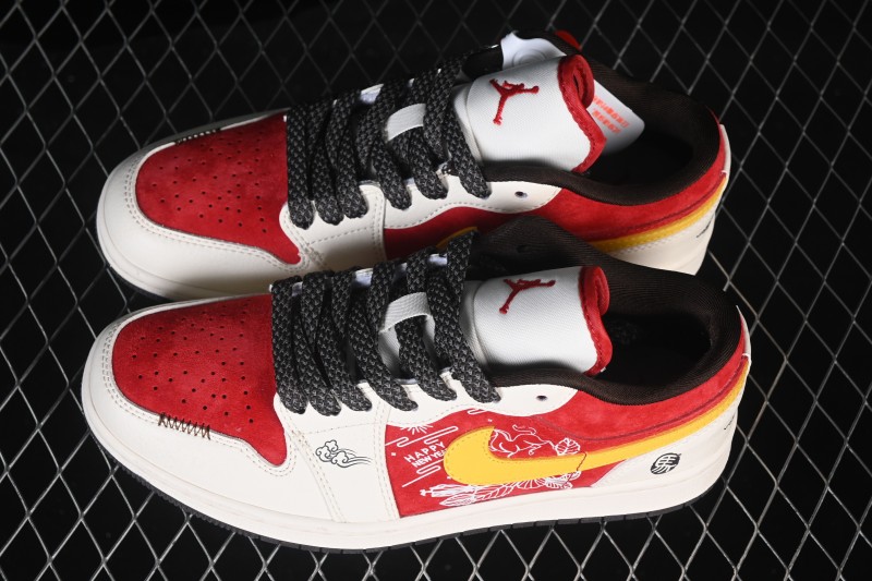 Nike Air Jordan 1 Low Year of the Horse Limited Edition Red White Yellow Premium Retro Basketball Shoes - JP2026-165