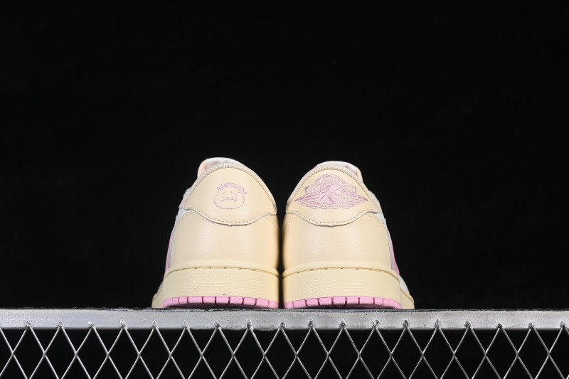 Nike Travis Scott x Air Jordan 1 Low OG Retro Sneakers with Reverse Swoosh Design - IQ7604-100