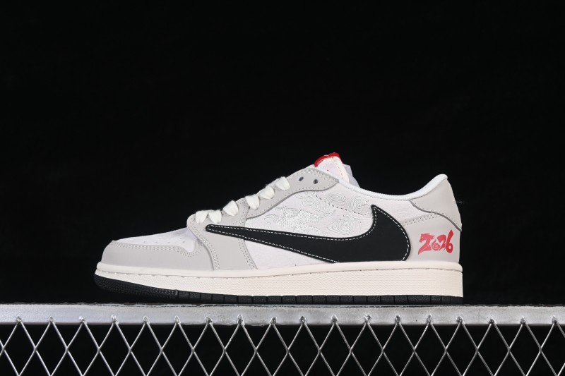 Nike Air Jordan 1 Low Retro Basketball Shoes with Chinese Auspicious Cloud Pattern Premium Custom Edition - JJ2508-107