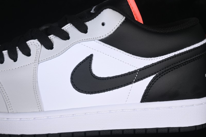 Nike Air Jordan 1 Low Retro Basketball Shoes with White Grey and Black Swoosh for Casual Wear - 553558-045