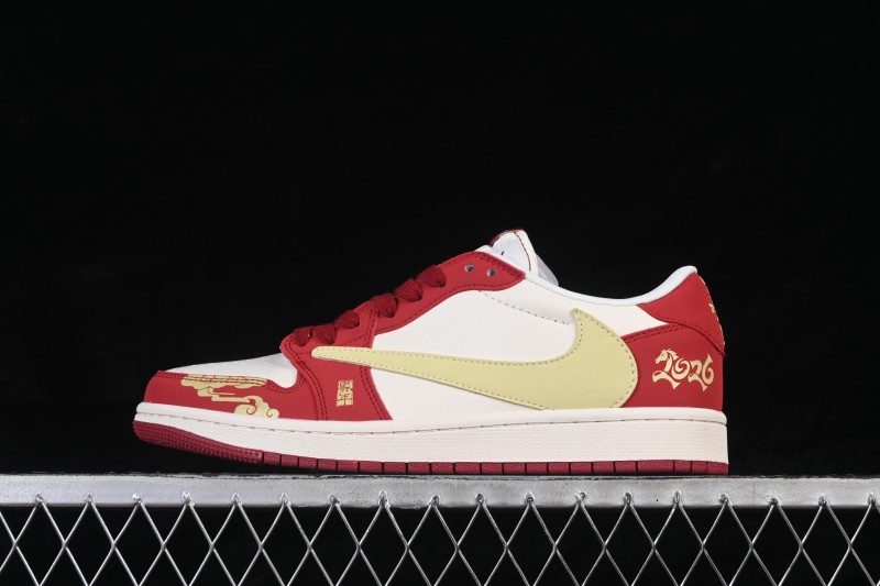 Nike Air Jordan 1 Low AJ1 Year of the Horse Limited Edition Xiangyun Red Gold Premium Custom Low-Top Retro Basketball Shoes - MZ9588-827