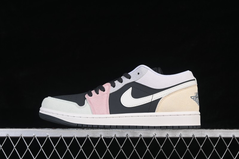 Nike Air Jordan 1 Low Retro Basketball Shoes with Black-Pink-White Color Blocking - IB7109-004
