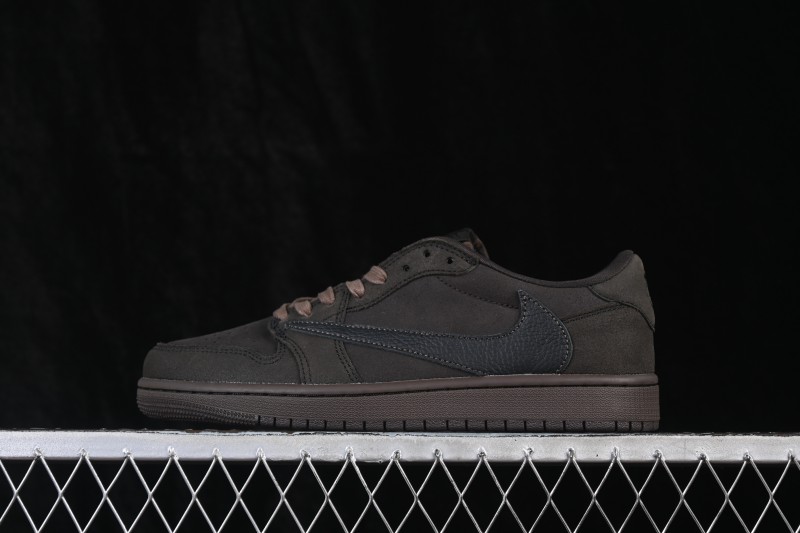 Nike Air Jordan 1 Low OG Travis Scott Reverse Swoosh Premium Leather Sneakers - DM7866-202